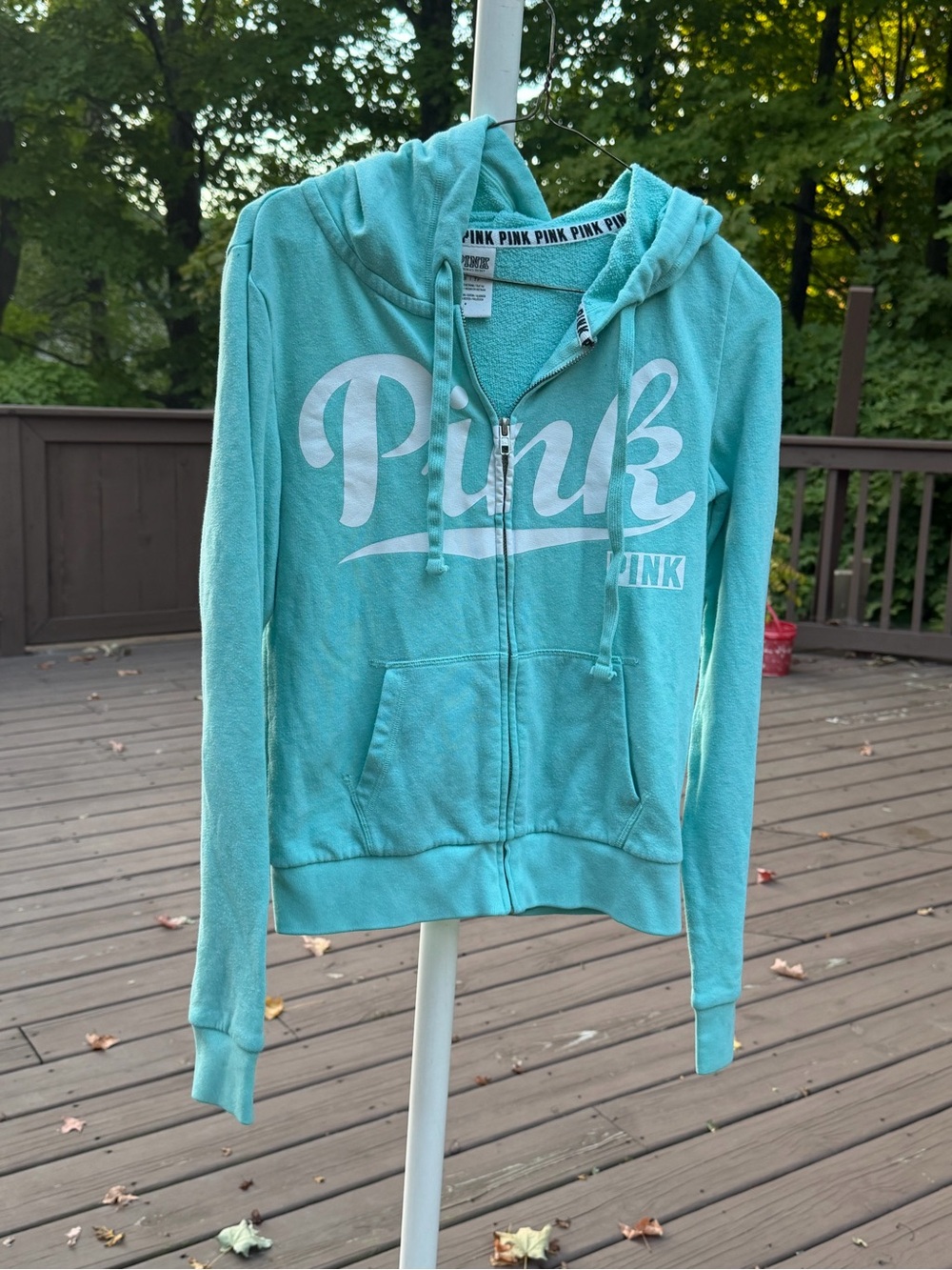 PINK Victoria's Secret Women's Teal Zip-Up Hoodie Jacket